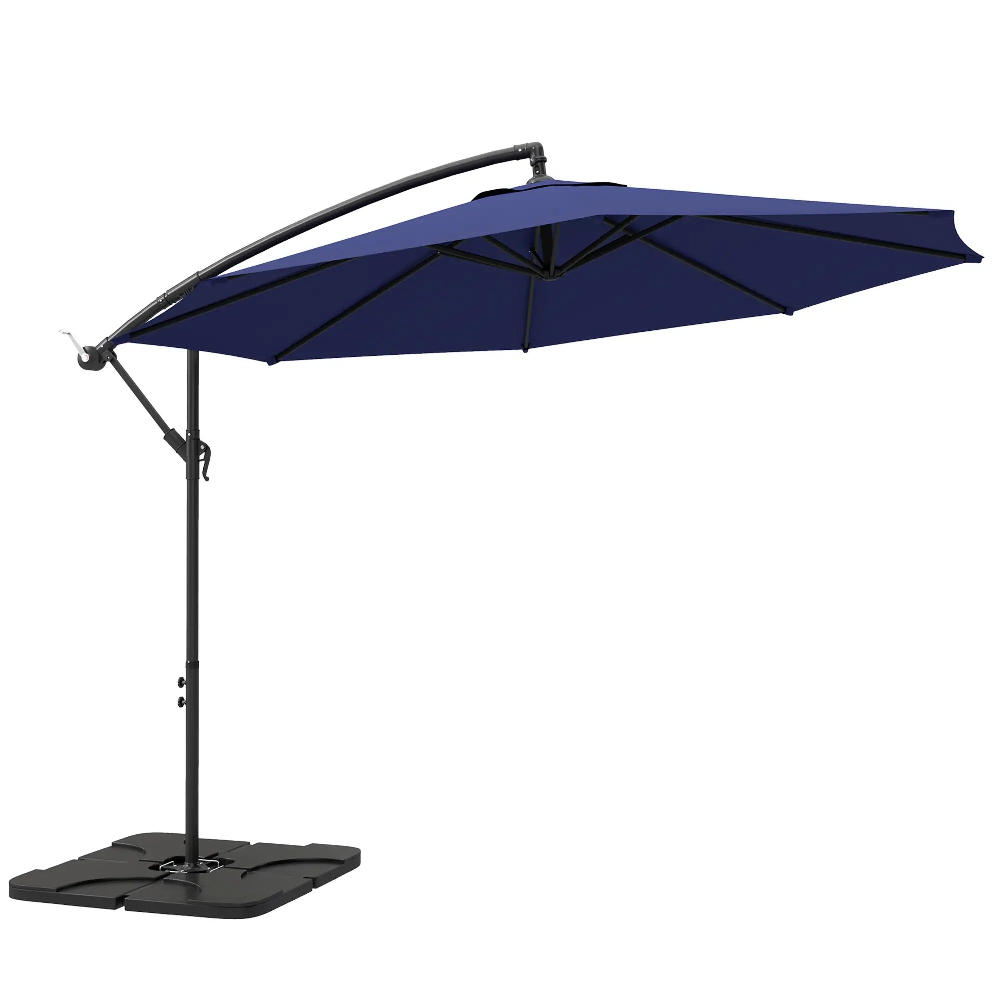 9.6ft Offset Patio Umbrella, Hanging Parasol, Crank, Navy Blue Offset Cantilever Umbrellas Navy Blue at Gallery Canada
