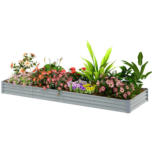 12 x 4 x 1ft Galvanized Raised Garden Bed, Outdoor Planter Box, Silver Raised Garden Beds Silver Grey at Gallery Canada