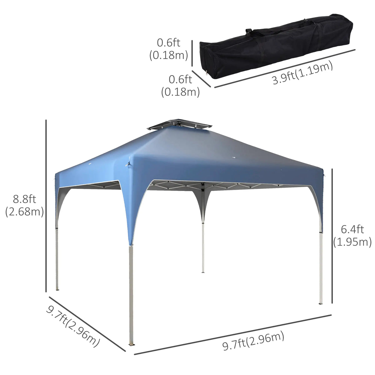 10x10 Pop Up Canopy Tent, 2 Tier Vent Roof, Carry Bag, Blue Pop Up Canopies at Gallery Canada
