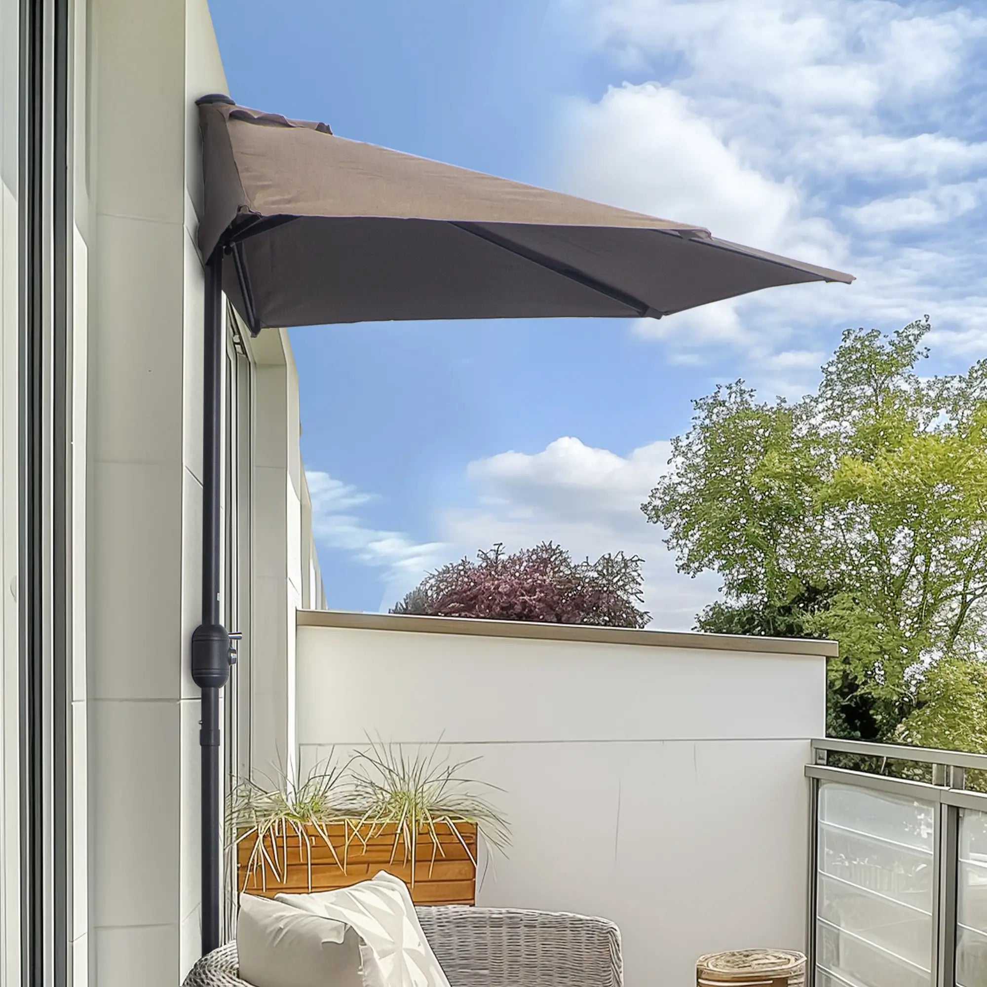 9ft Half Round Umbrella, Outdoor Patio, Coffee Sun Umbrellas at Gallery Canada
