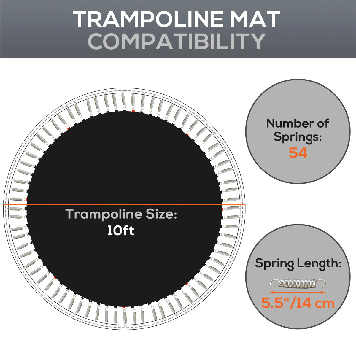 Trampoline Mat Replacement, 10ft, 5.5" Springs, Spring Pull Tool, 54 V-Hooks Trampolines at Gallery Canada