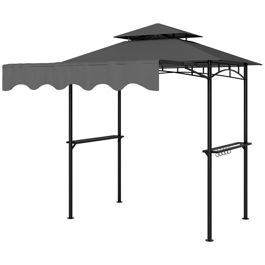 8' x 5' Grill Gazebo, Double Tiered Barbecue Shelter, Dark Grey BBQ Grill Gazebos Dark Grey at Gallery Canada