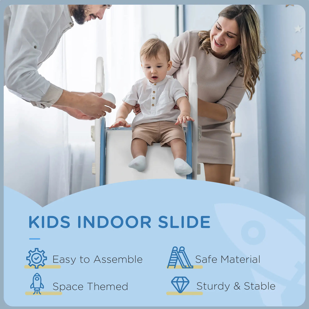 Toddler Slide, Indoor Climber Playset, Space Theme, 1.5-3 Years, Blue Gym Sets & Swings at Gallery Canada