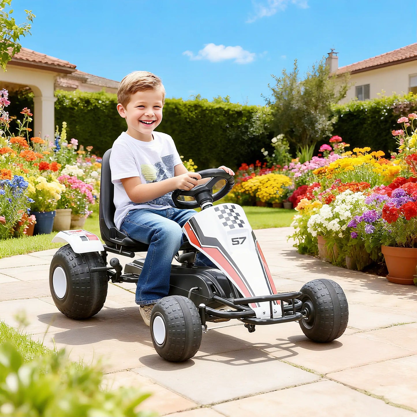 Kids Pedal Go Kart, Adjustable Seat, Plastic Wheels, 3-6 Years Pedal Go Karts for Kids at Gallery Canada