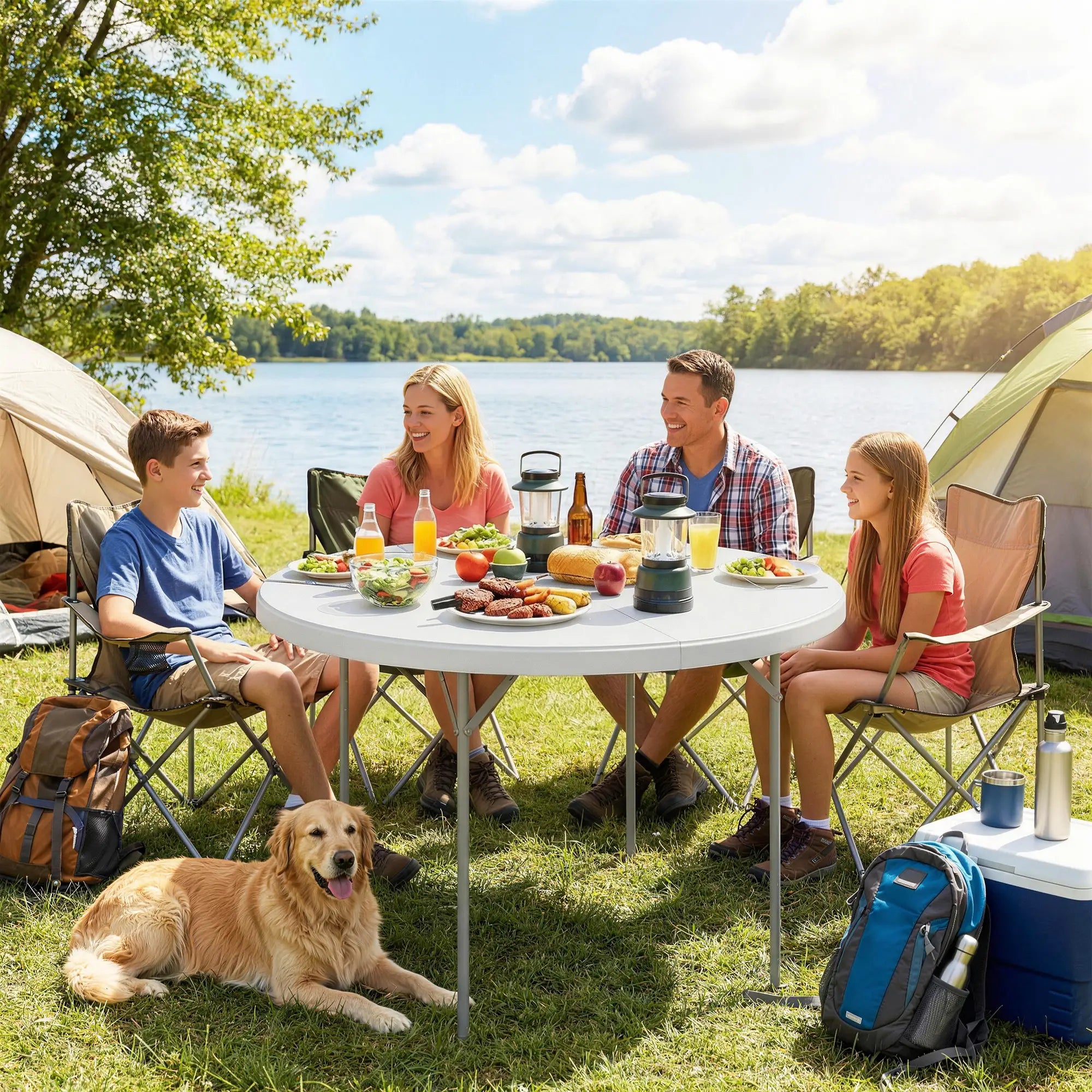 4ft Plastic Folding Picnic Table, Indoor Outdoor, White Picnic Tables & Camping Chairs at Gallery Canada