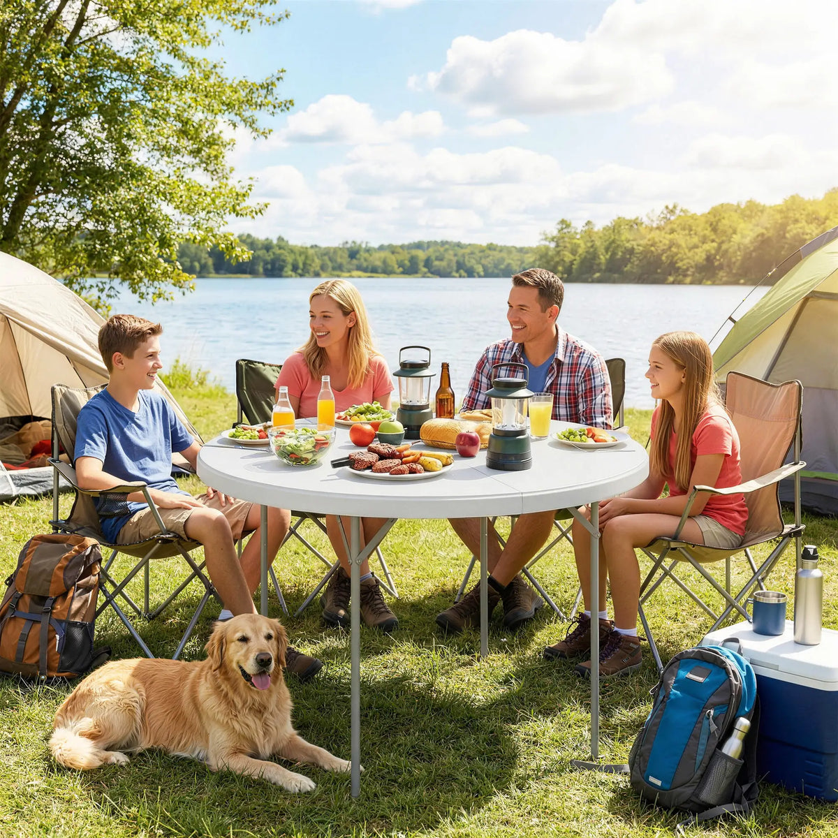 4ft Plastic Folding Picnic Table, Indoor Outdoor, White Picnic Tables & Camping Chairs at Gallery Canada