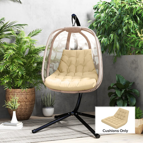Outdoor Swing Cushion, Tufted Patio Cushion, Beige