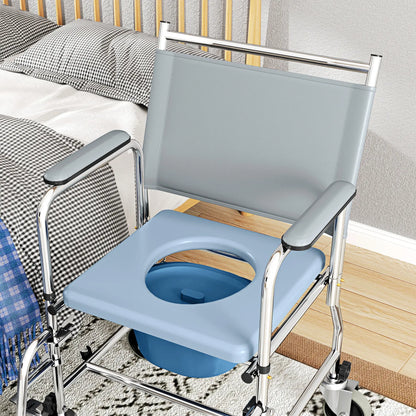 Rolling Shower Chair, Bedside Commode Wheelchair, 300 Lbs, Black Bath Chairs at Gallery Canada