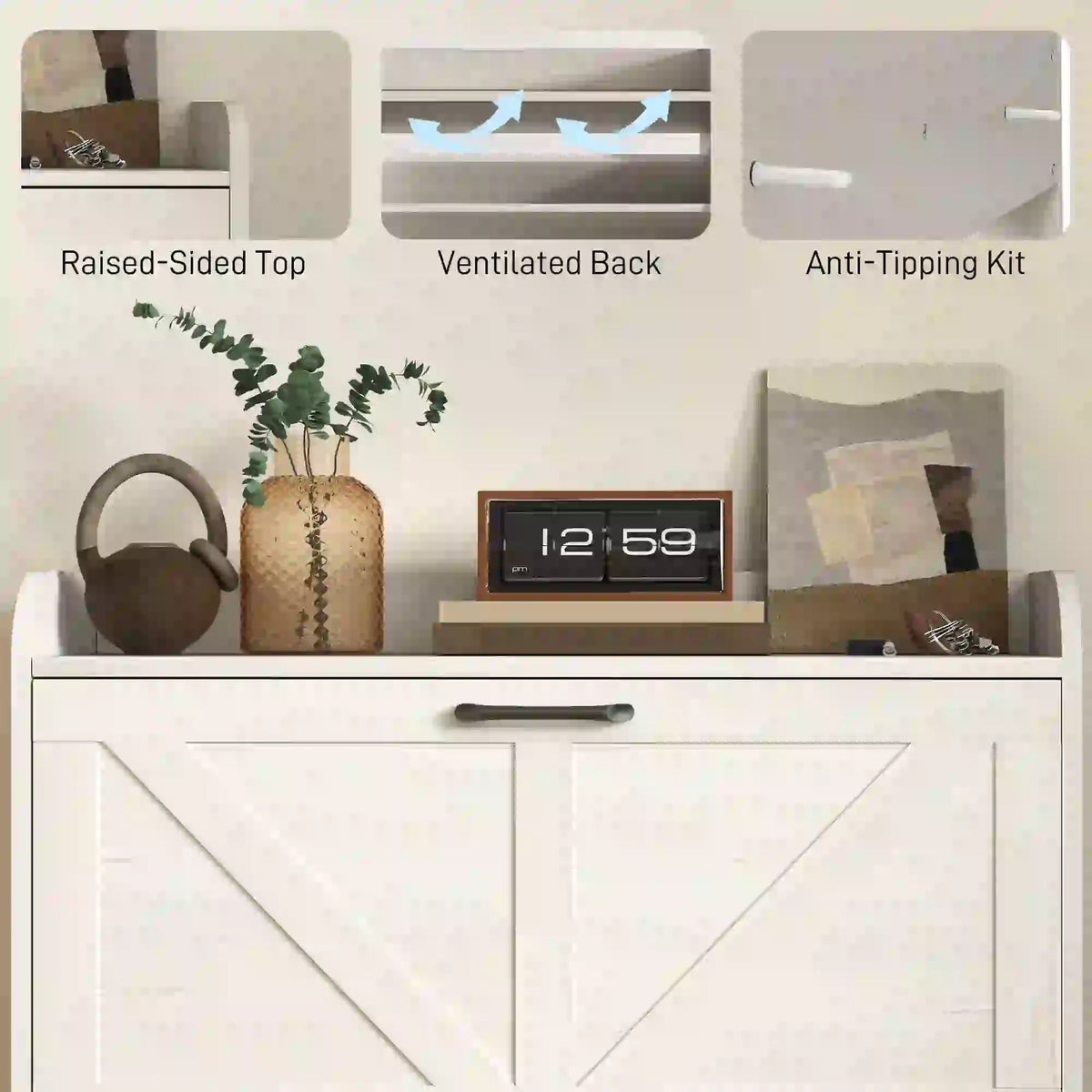 Narrow Shoe Storage Cabinet, 2 Flip Drawers, Adjustable Shelves, White Oak Shoe Storage Cabinets & Racks at Gallery Canada