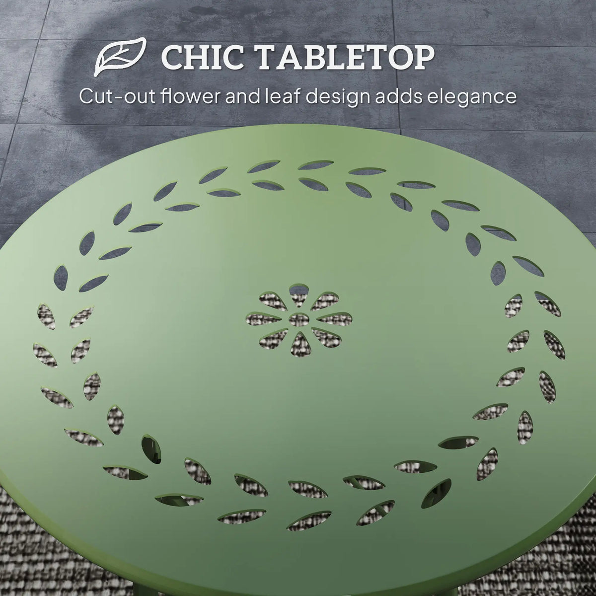 15.7" Round Garden Table, Steel Bistro Table With Adjustable Feet, Green Patio Side Tables at Gallery Canada