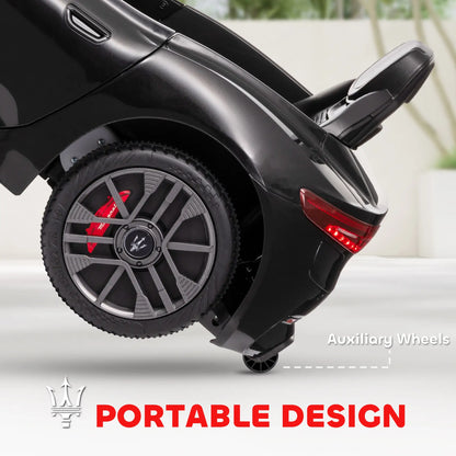 12V Maserati Kids Electric Car, Remote Control, LED Lights, MP3, Black Electric Toy Cars at Gallery Canada