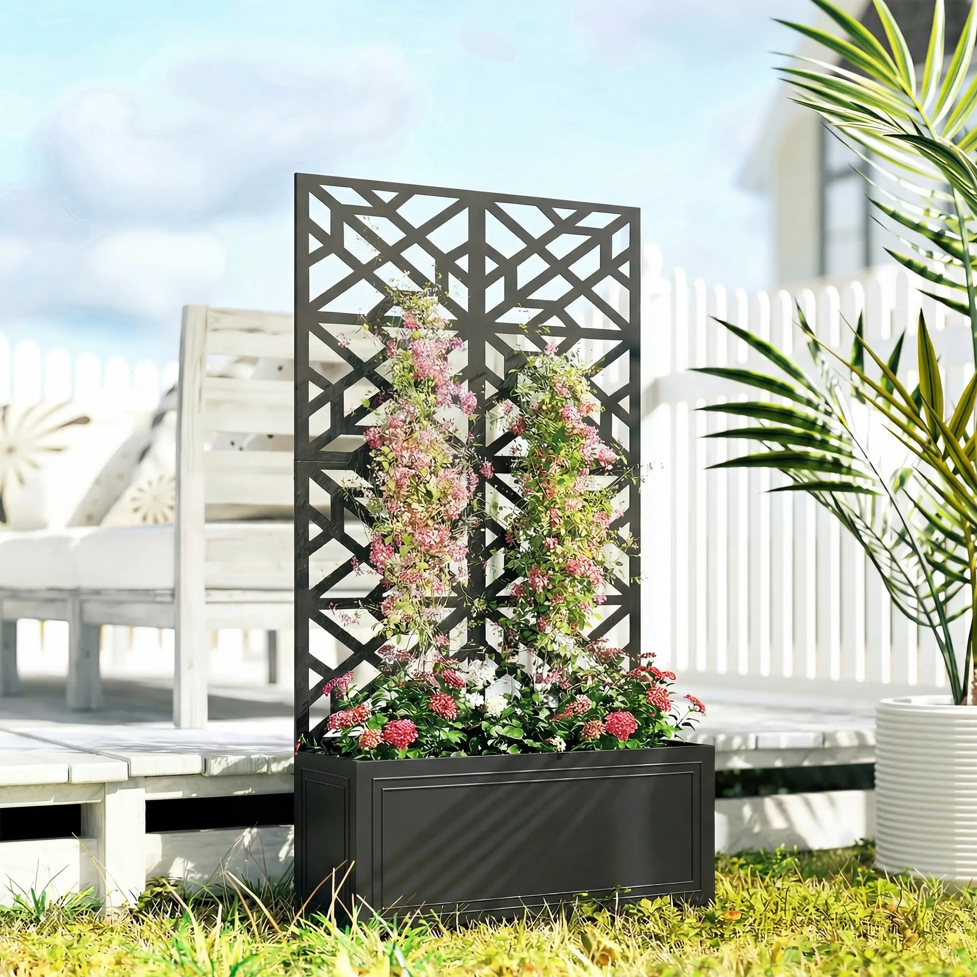 Metal Raised Garden Bed with Trellis for Climbing Plants Galvanized Planter Boxes at Gallery Canada