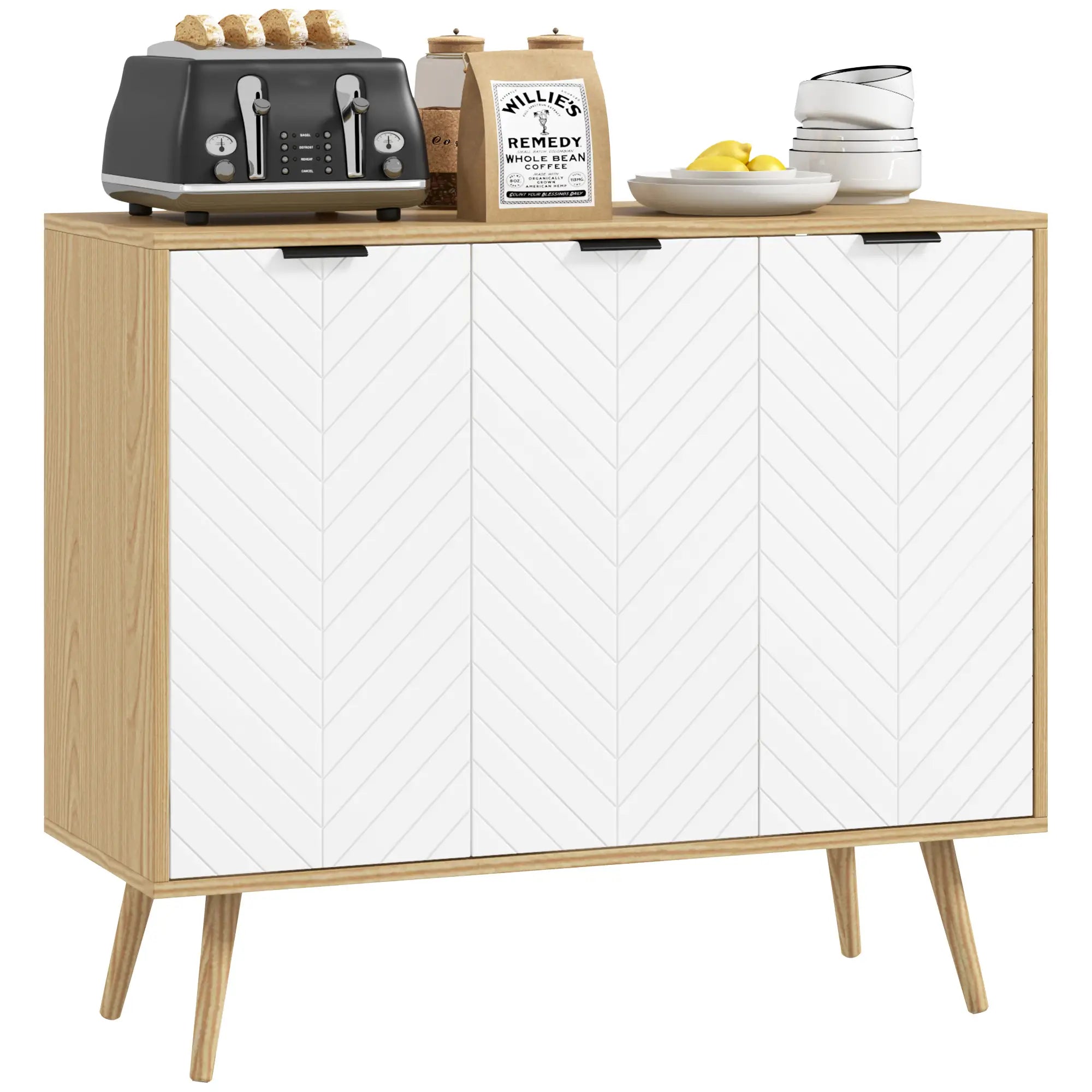 Modern Sideboard, Dining Cabinet with Adjustable Shelves, Natural Bar Cabinets at Gallery Canada
