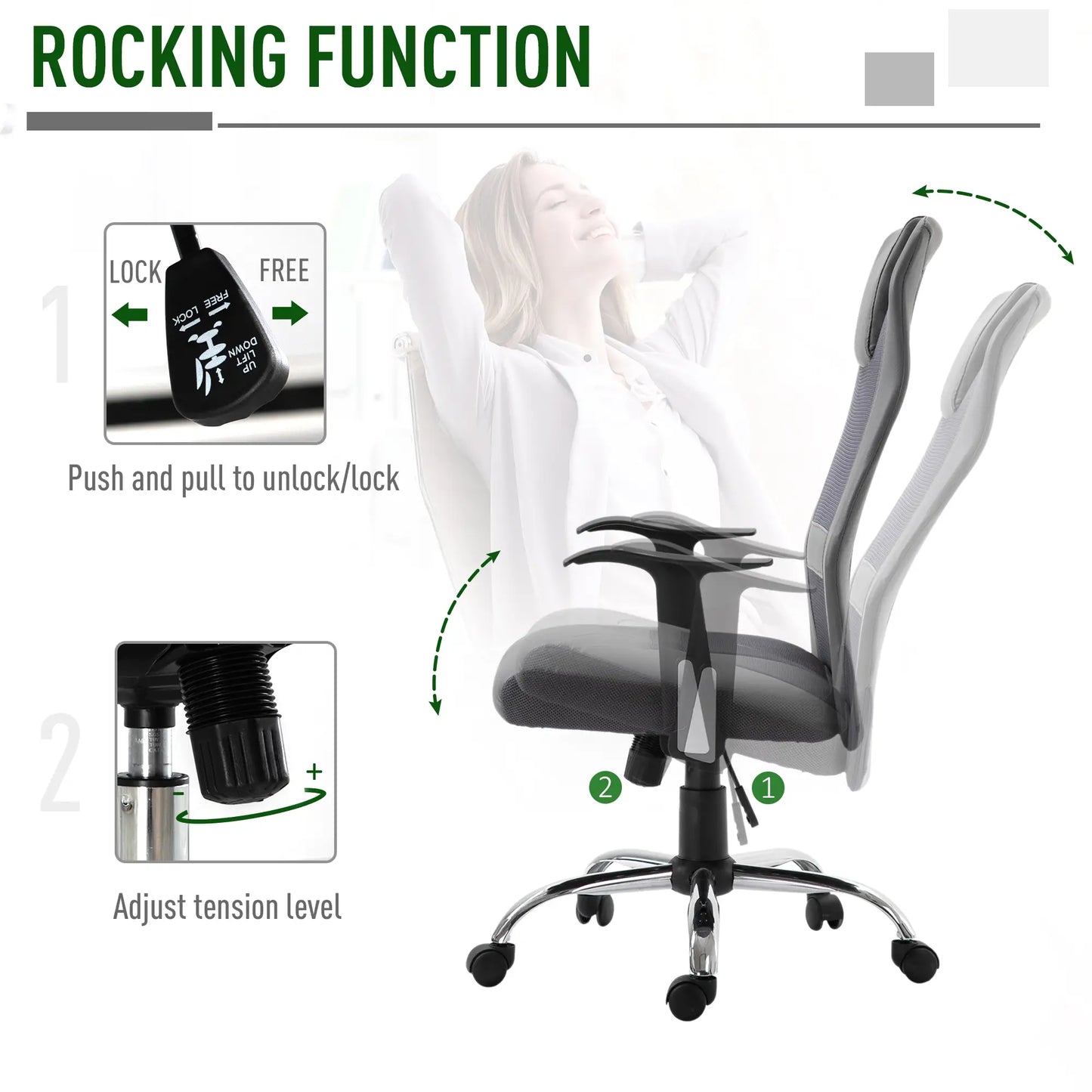 Ergonomic High Back Mesh Office Chair, Thick Padded Headrest, Grey Task Chairs at Gallery Canada