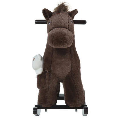 Kids Plush Ride-On Rocking Horse, Bear Toy, Realistic Sounds, Brown Rocking Horses at Gallery Canada