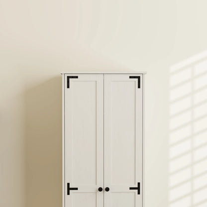 67" Farmhouse Pantry Cabinet, 2 Doors, Adjustable Shelves, Distressed, White Storage Cabinets at Gallery Canada