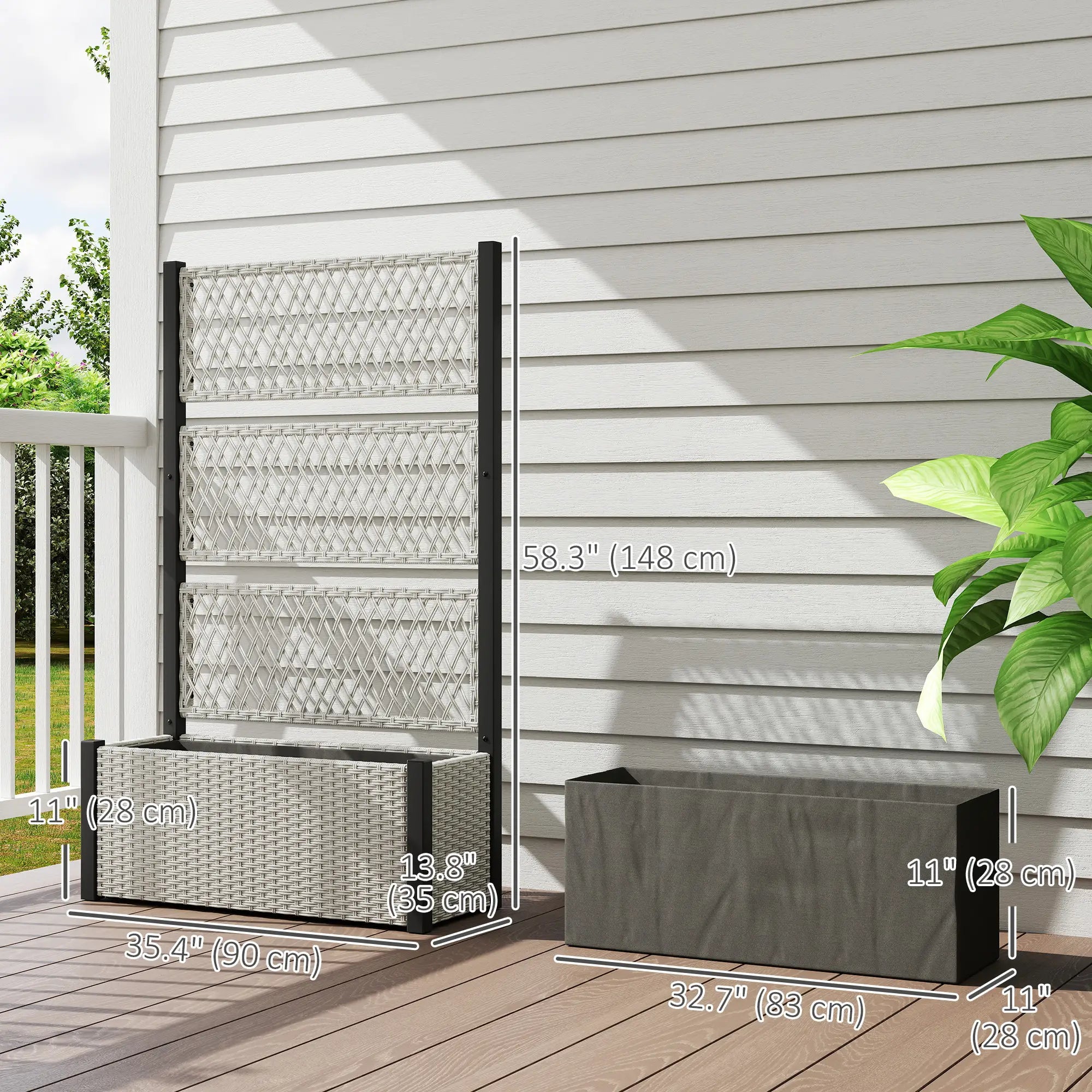 Wicker Outdoor Planter With Trellis, 58