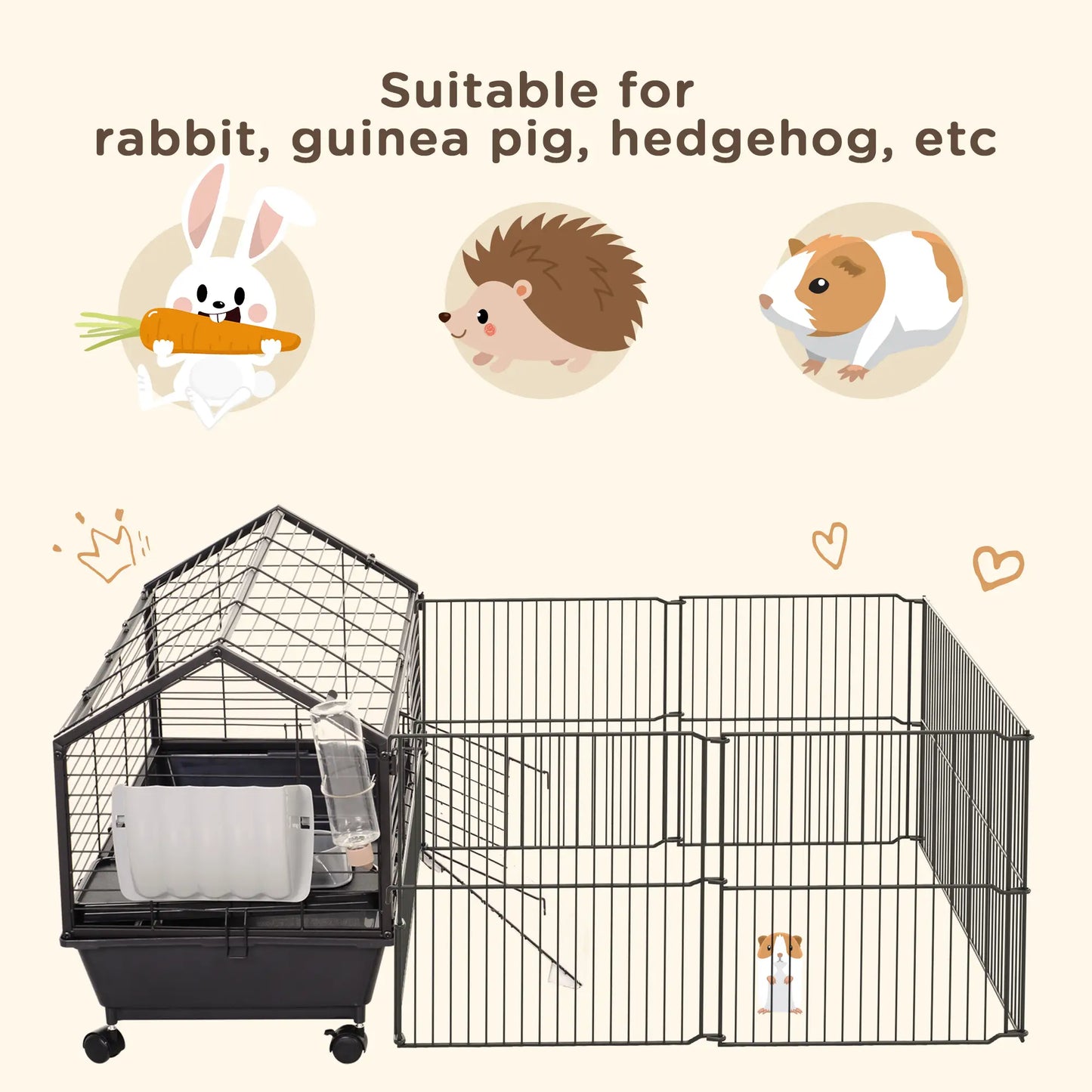 Metal Small Animal Cage, Rabbit Cage, 34.6" L x 50.6" W x 22" H Houses & Habitats at Gallery Canada