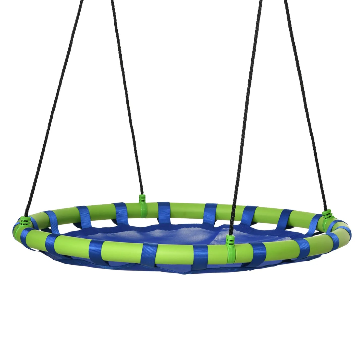 40 Inch Saucer Tree Swing, Adjustable Ropes, Steel Frame, 330lbs Capacity, Blue Gym Sets & Swings Blue, Green, Black at Gallery Canada