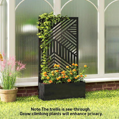44.5" Metal Planter Box with Trellis, Raised Garden Bed for Climbing Plants Galvanized Planter Boxes at Gallery Canada