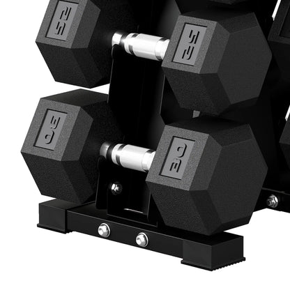 Hex Dumbbell Set With Rack, 180lbs Rubber-Coated, black Dumbbells & Barbells at Gallery Canada
