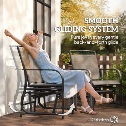 Outdoor Glider Bench With Coffee Table, Patio 2-Seat Rocking Chair, Brown Outdoor Gliders at Gallery Canada