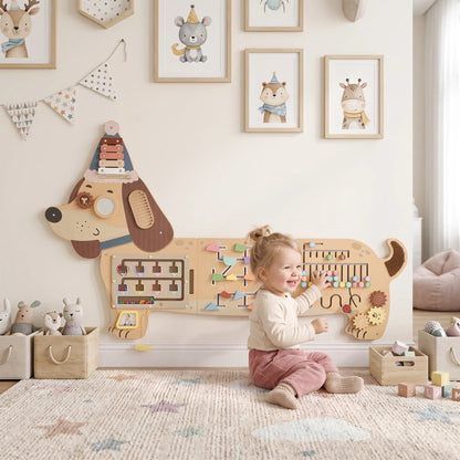 Wooden Wall Busy Board, Montessori Sensory Panel, Dachshund, Toddler Toy Playsets at Gallery Canada