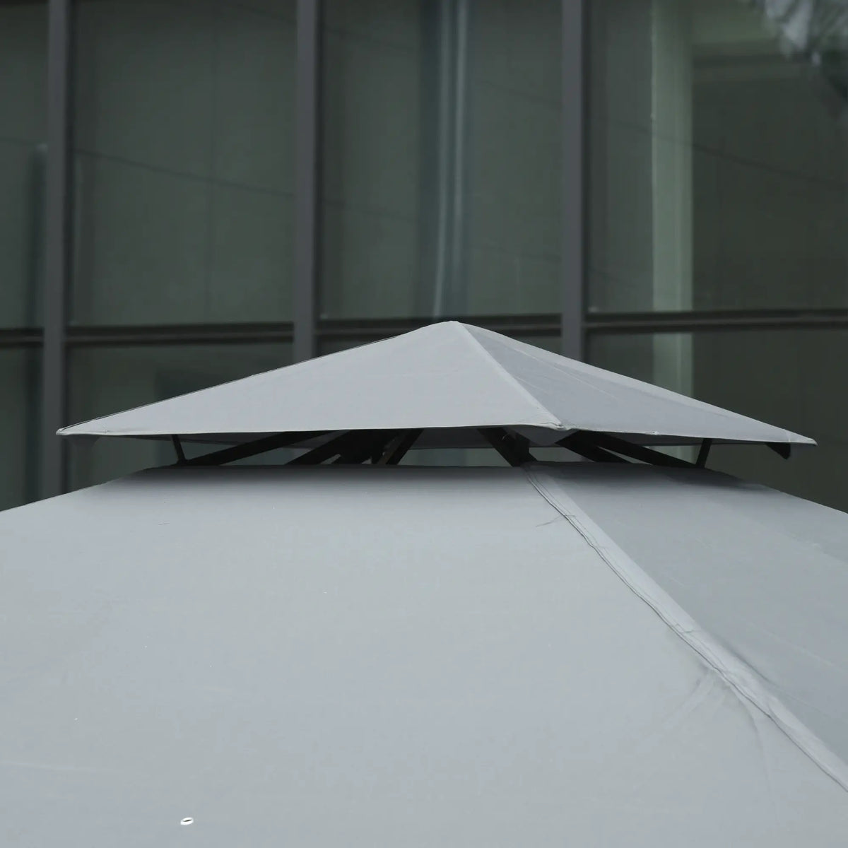 10' x 10' Patio Gazebo, Canopy Shelter with Double-Tier Roof, Dark Grey Gazebos at Gallery Canada