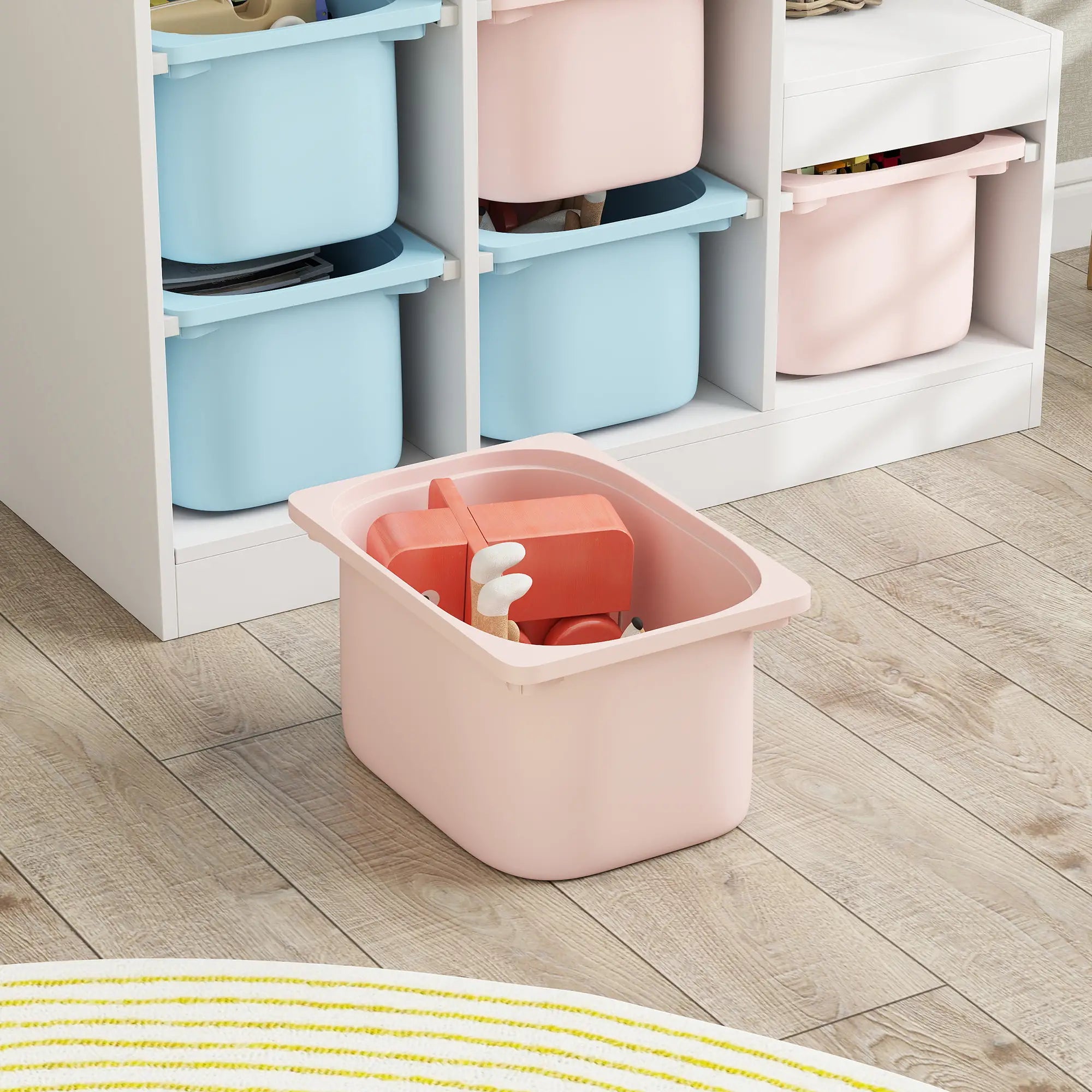 3 Layer Toy Storage Organizer, Kids Bookshelf, 6 Plastic Bins, Blue & Pink Baby & Kids Storage at Gallery Canada