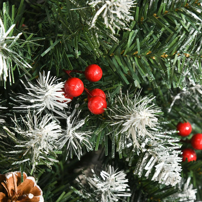 6ft Flocked Christmas Tree, Red Berries Pine Cones, Pencil Shape, Green Flocked Christmas Trees at Gallery Canada
