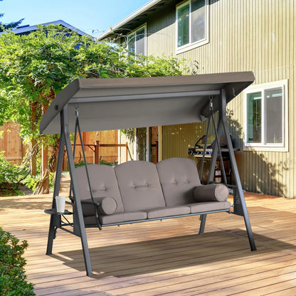3 Seater Porch Swing, Heavy Duty, Outdoor Lounge Hammock, Brown Patio Swings with Stand at Gallery Canada