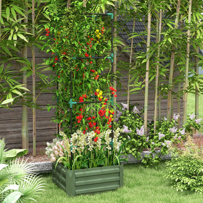 Galvanized Planter Box, Outdoor Raised Garden Bed with Trellis Galvanized Planter Boxes at Gallery Canada