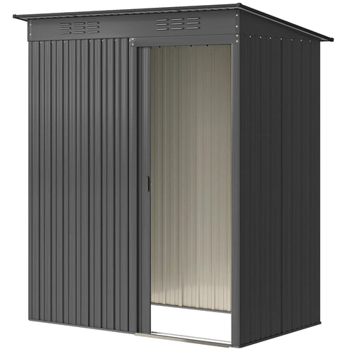 5.2' x 3.5' Metal Garden Shed, Easy Assembly Outdoor Storage, Dark Grey