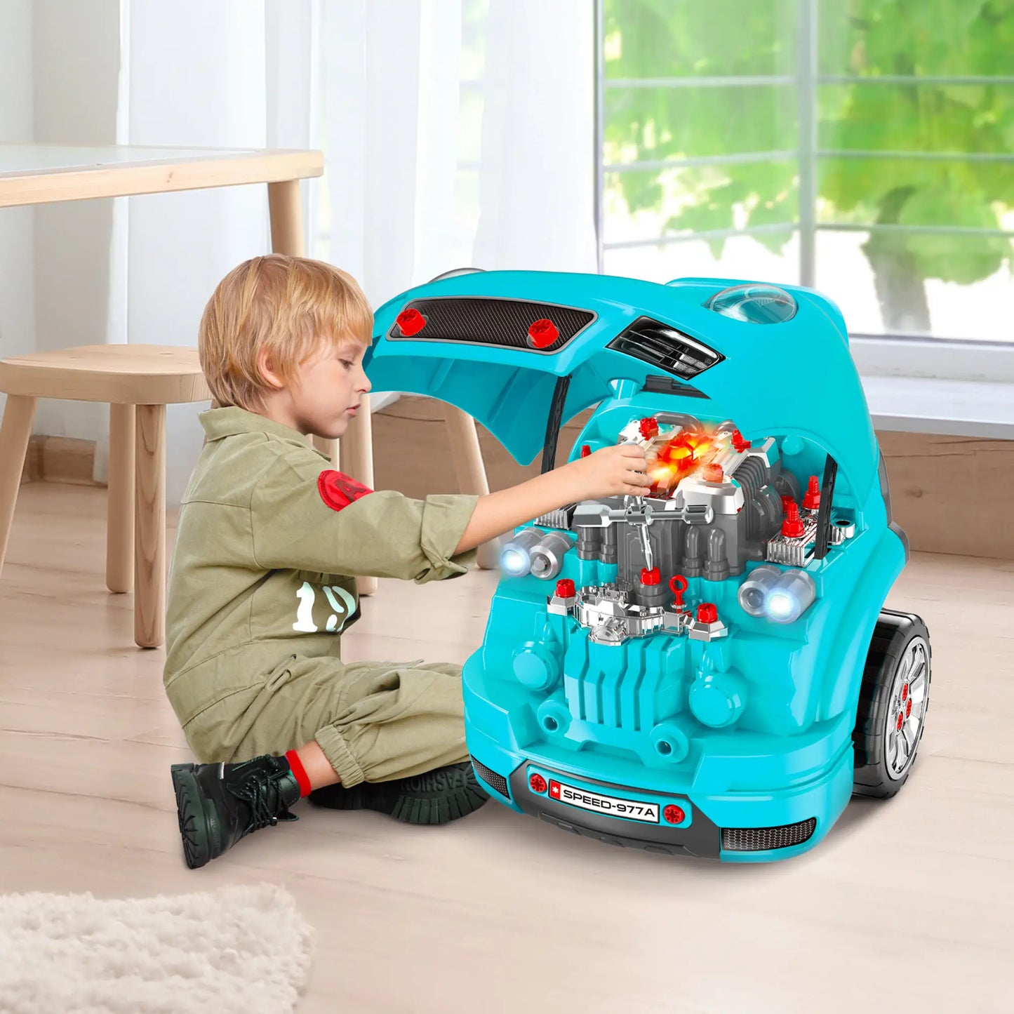 Kids Truck Engine Toy Set, Car Service Play Set, Teal Workbench Toy Sets at Gallery Canada