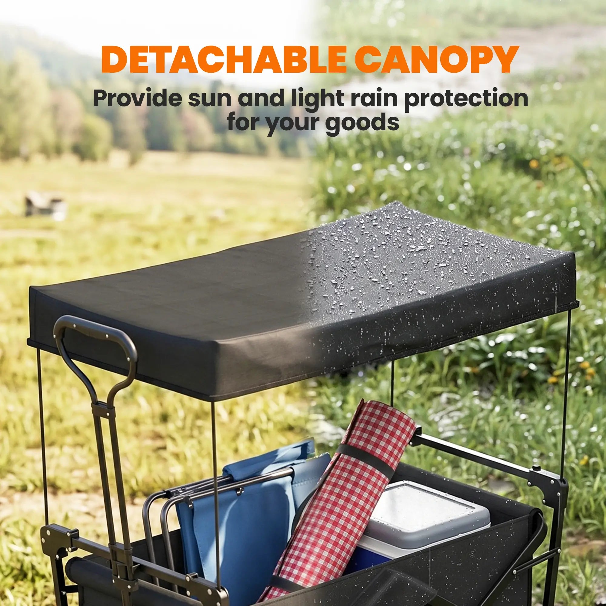 Steel Frame Folding Garden Cart, Collapsible Wagon, Removable Canopy Folding Garden Carts at Gallery Canada