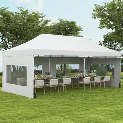 20' x 10' Folding Canopy Tent, Sidewalls, Windows, White Pop Up Canopies at Gallery Canada