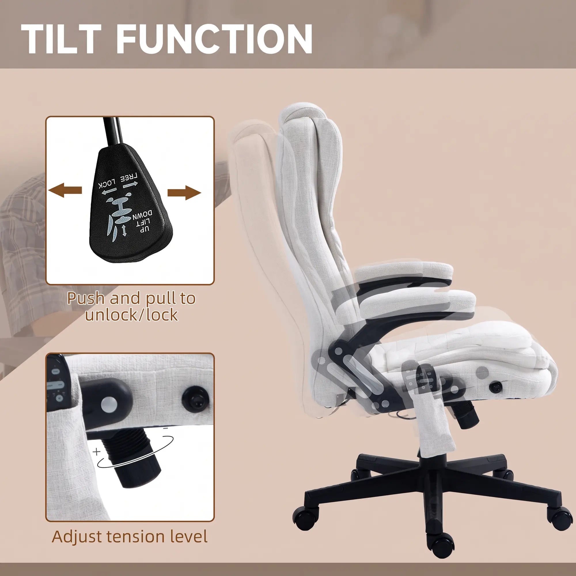 Reclining Massage Office Chair, High Back, Swivel Wheels, White Massage Chairs at Gallery Canada