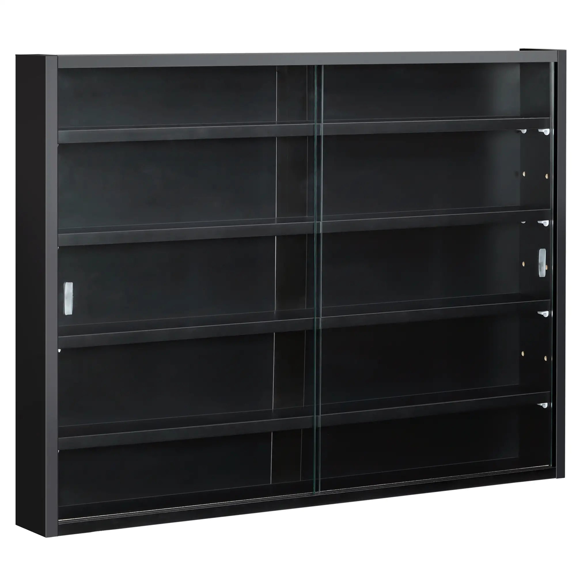 5-Tier Display Cabinet, Shot Glass Display Case, Glass Curio Cabinet with 2 Glass Doors and 4 Adjustable Shelves, Black Display Bookshelves at Gallery Canada