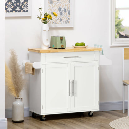 Kitchen Island with Storage, Adjustable Shelf, Drawer, Spice Rack, White Kitchen Islands & Kitchen Carts at Gallery Canada