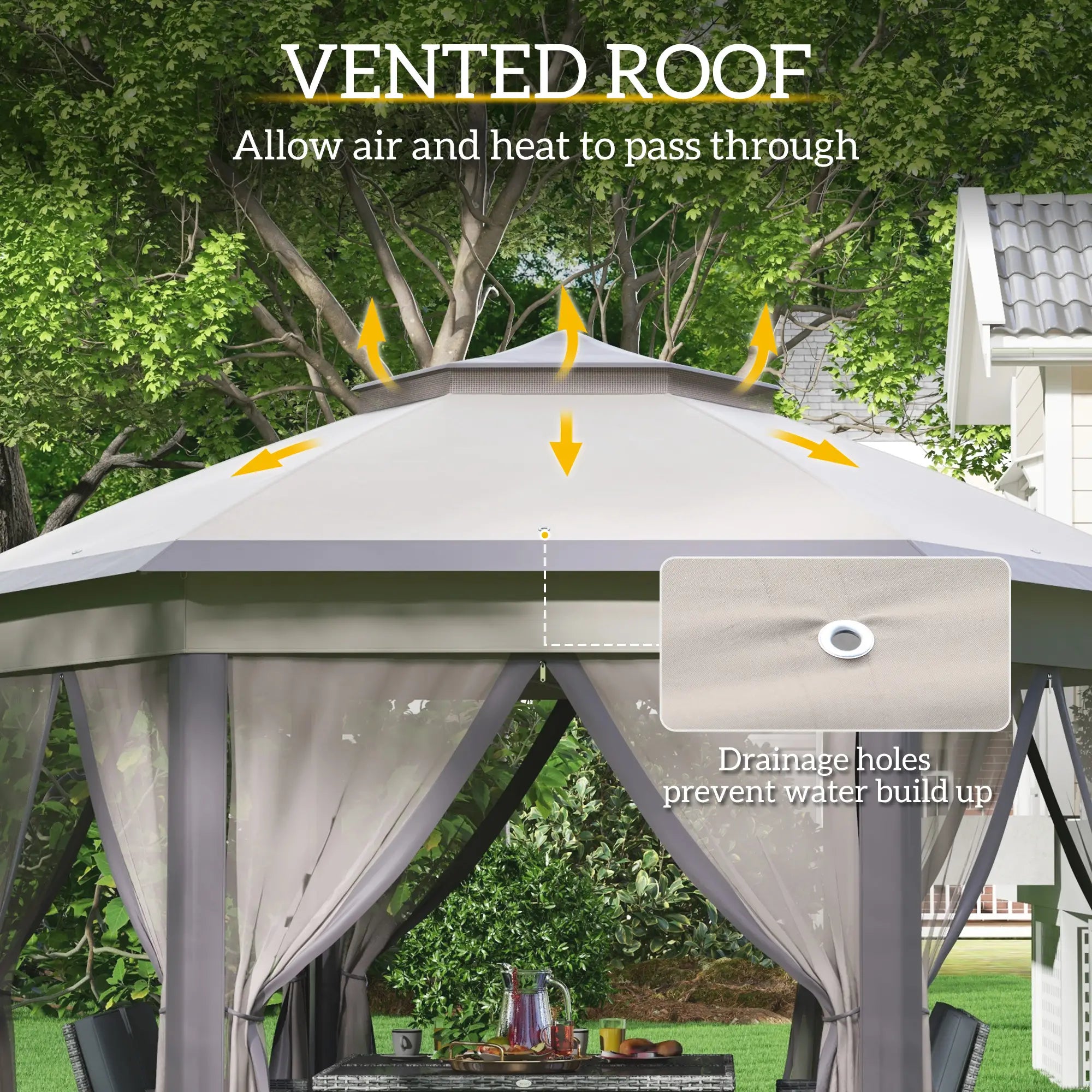 13' x 13' Pop Up Canopy Tent, Netting, Carry Bag, Coffee Beige Pop Up Canopies at Gallery Canada