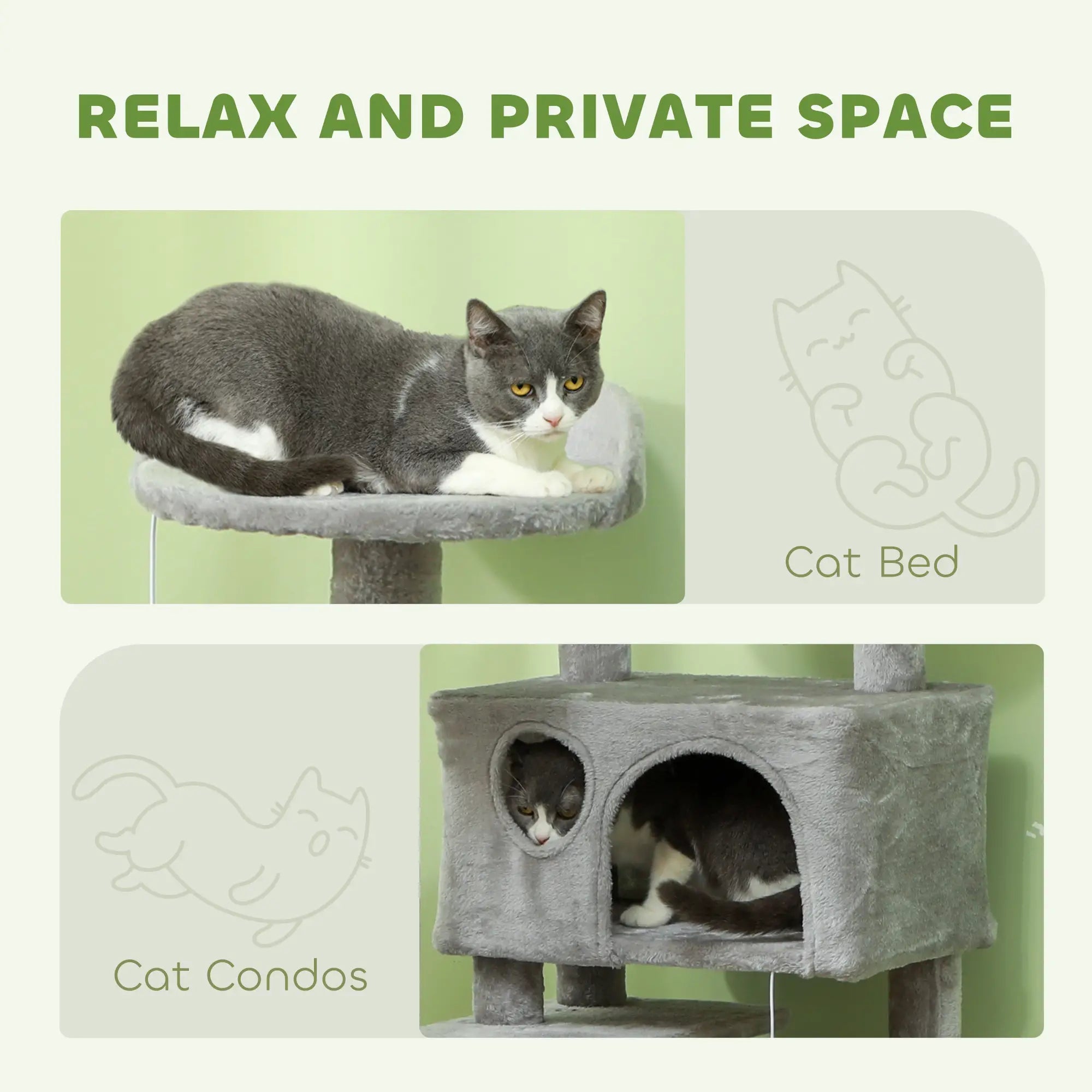 54 Cat Tree, Multi-Level Tower with Scratching Posts, Condos, Bed, Light Grey Cat Towers at Gallery Canada