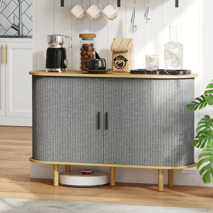47" Buffet Cabinet, Tambour Sliding Doors, Fluted Sideboard, Grey Bar Cabinets at Gallery Canada