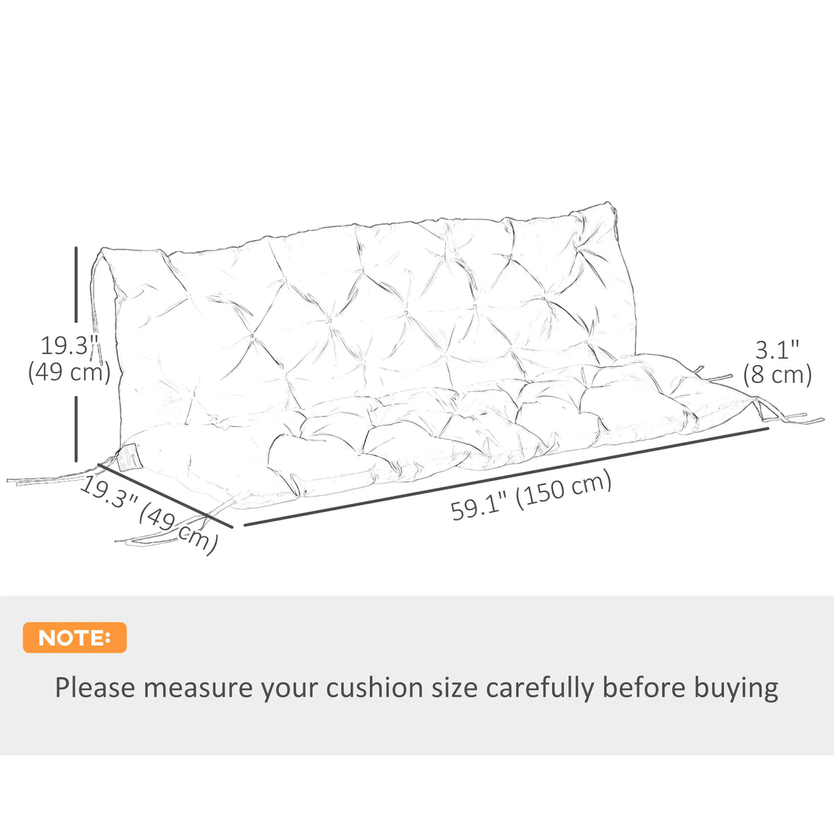 Garden Bench Cushion 3-Seater, Non-Slip, 59.1" x 38.6", Black Patio Chair Cushions at Gallery Canada