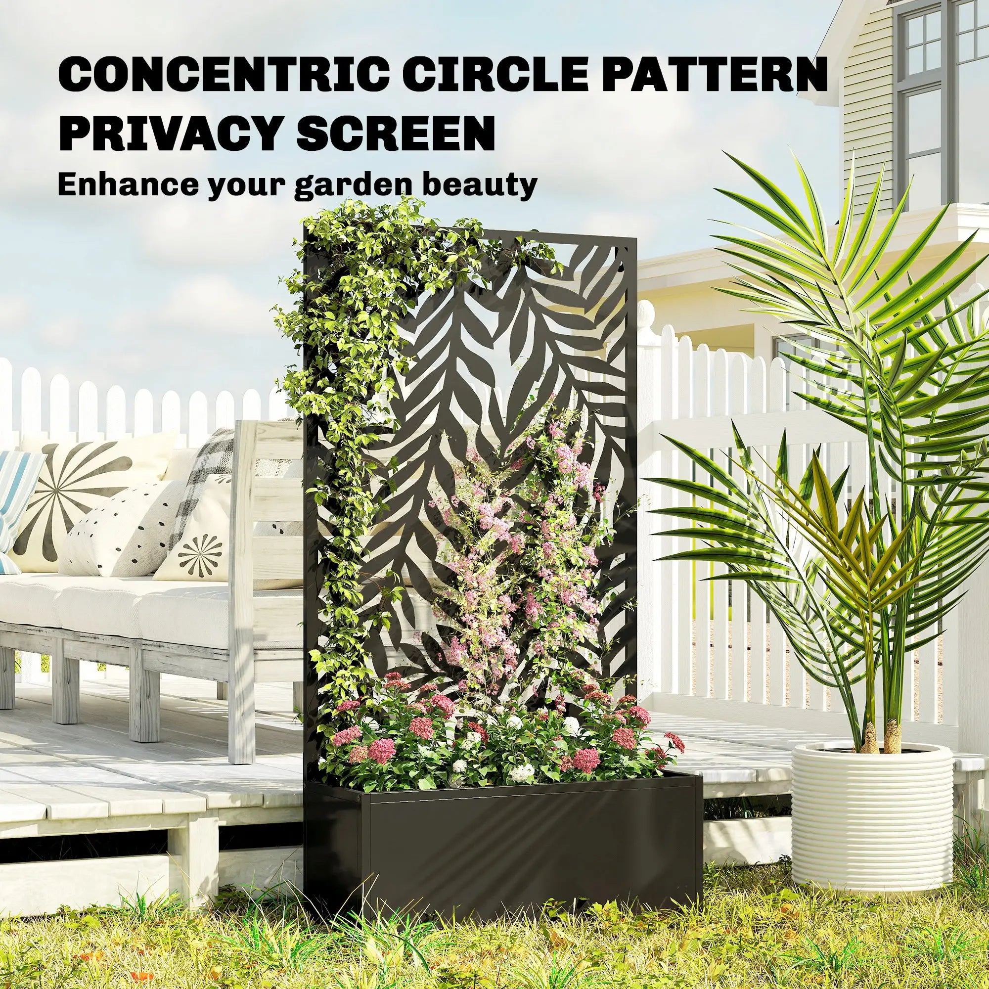 Metal Planter Box With Trellis, 44.5