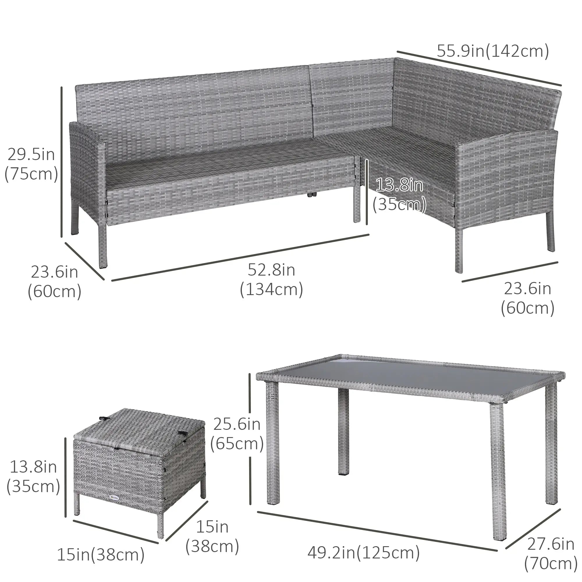 5-Piece Wicker Patio Set, Table, Ottomans, Bright Blue, Blue Patio Furniture Sets at Gallery Canada