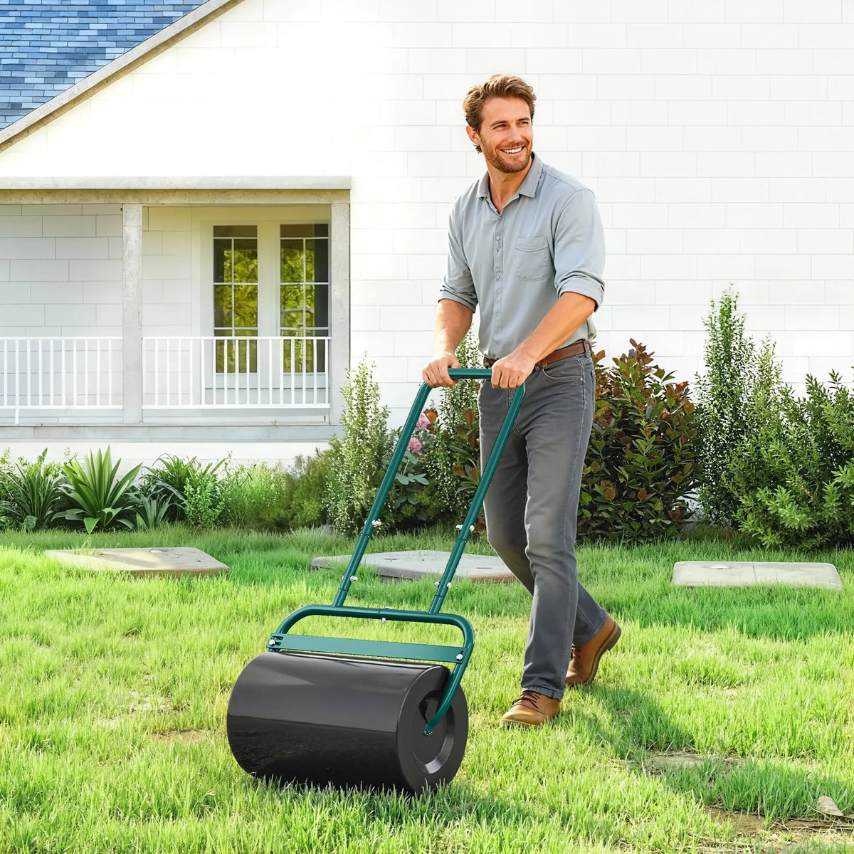 Heavy Duty Lawn Roller 20" Sand Water Fill, Green Lawn Rollers at Gallery Canada