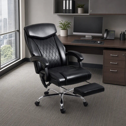 Ergonomic Office Chair, 6 Point Massage, Reclining With Footrest, Black Massage Chairs at Gallery Canada
