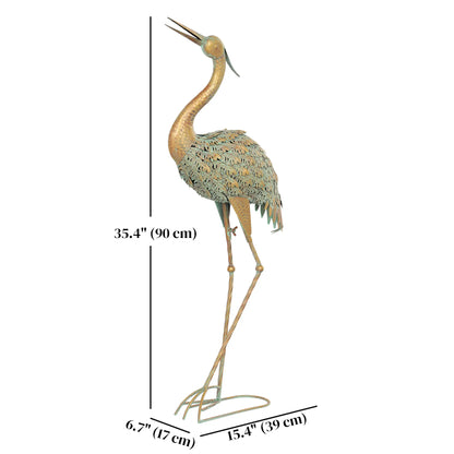 Heron Garden Statue, 15.3"W x 6.7"D x 35.4"H, Mixed Colour Garden Decor at Gallery Canada