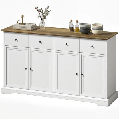 Sideboard Buffet Cabinet, 55" Farmhouse Kitchen Cabinet with Soft-Close Doors, 2 Drawers and 2 Adjustable Shelves Bar Cabinets White, Distressed Brown at Gallery Canada