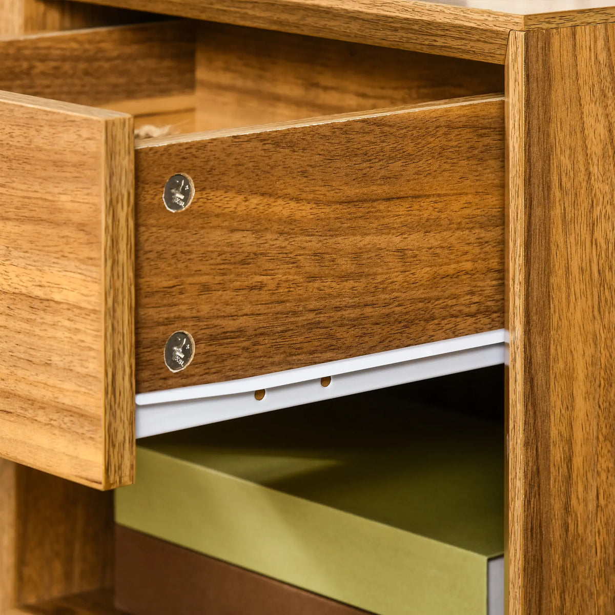 Walnut Brown Nightstand With Drawer & Shelf, Bedroom Side Table, Brown Bedside Tables at Gallery Canada